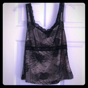 Black lace tank with nude underlay